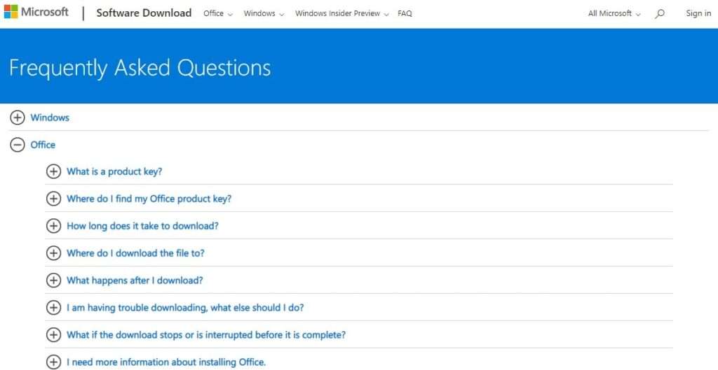 FAQ Microsoft